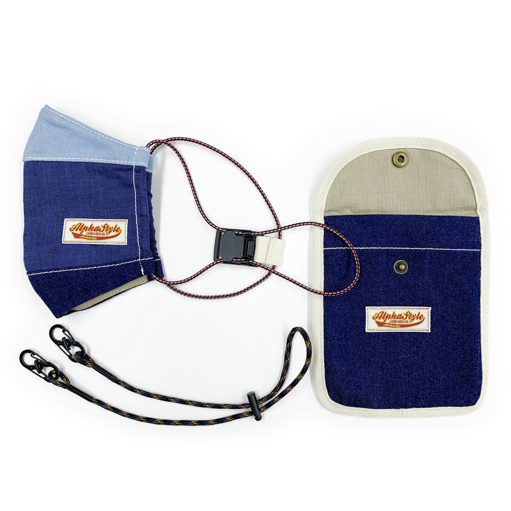 AlphaStyle® STAY STRONG Face Shield Pack - Offered in tonal indigo colors and Fidlock® magnetic fastening features.